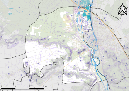 Carte montrant en couleurs le relief d'une commune