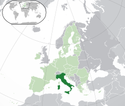 Location of އިޓަލީވިލާތް (dark green) – in Europe (light green & dark grey) – in the European Union (light green)  –  [Legend]