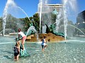 Children playing in Swann Memorial Fountain.