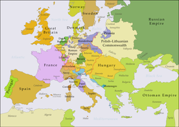 Map of European political borders in 1756