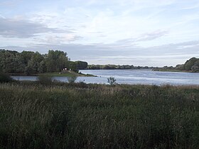 Confluence de la Maine (à gauche) et de la Loire (à droite).