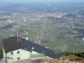 View of the Salzburg basin from the Untersberg mountain top. Note Salzburg Airport on the left and Salzburg old & new towns to the right