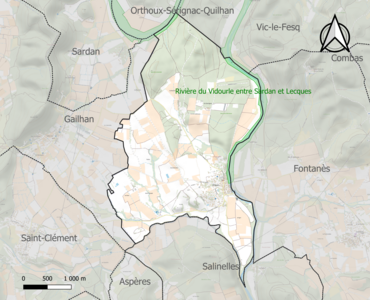 Carte de la ZNIEFF de type 1 sur la commune.