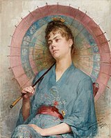 Donna con parasole giapponese, pastello su carta, 1888.