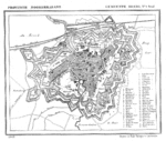 Den nederländska staden Breda med två lynetter, byggda på 1840-talet, som utanverk längst till vänster.