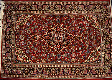 Art textile : tapis iranien provenant de Qom, en « Lachak Toranj »[1] (après 1930).