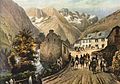 L'Hôtel des Voyageurs à Gavarnie, lithographie par Jacottet