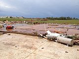 EF5 damage: These tornadoes cause destruction, obliterating and sweeping away almost anything in their paths, including those sheltering in open basements. However, they are extremely rare (making up less than 0.1% of annual tornadoes in the U.S.), and even a tornado rated as EF5 usually only produces EF5 damage across a relatively small portion of the damage path (with EF0-EF4 damage zones surrounding the central EF5 core).[26]