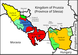 Map of Austrian Silesia after concessions to Prussia