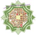 der Stadtplan vo Nej-Brisach (Norde isch links owe)