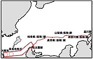 2016年（平成28年）10月時点の中央新幹線計画路線[24]