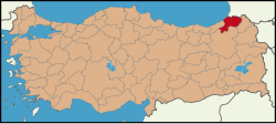 Location of Artvin