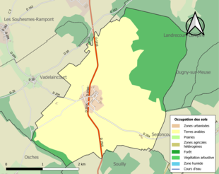 Carte en couleurs présentant l'occupation des sols.