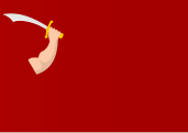 Bloody flag used by the 17th century Dutch navy, possibly in return by Dutch pirates considering the motif's appearance on black flags during the following 18th century.