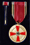 Verdienstmedaille des Verdienst­ordens und Miniatur des Verdienstkreuzes am Bande