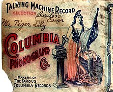 Portion of the label from the outside of a Columbia cylinder box, before 1901. Note that the title is handwritten.