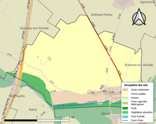 Carte en couleurs présentant l'occupation des sols.