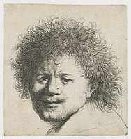 B8, c. 1631, 6 states, the earliest with a much larger plate. Apparently an abandoned attempt at a half-length portrait such as B7.[38]