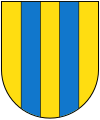 Ursprüngliches Stammwappen der Wettiner als Grafen von Wettin („Markgrafen von Landsberg“),[6] die sogenannten Landsberger Pfähle