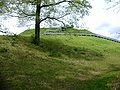 Looking upward to the Great Temple Mound from the bluff above the Ocmulgee River