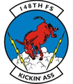 USAF squadron emblem shows a kicking donkey (ass) with slogan "Kickin' Ass"