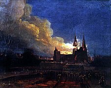 1836 Fournier-Désormes Incendie de la cathédrale de Chartres du 4 juin, huile sur toile, 75 × 92 cm,  Classé MH (1982)[166].