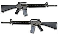 Both sides of an M16 rifle