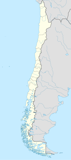 Mapa konturowa Chile, blisko górnej krawiędzi znajduje się punkt z opisem „ARI”