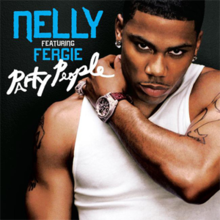 The cover features Nelly wearing a white tank top and both a platinum pinky ring and a wrist watch on his left hand against a black background. Both artists' name and the song title appear on the left corner, the artists' name are colored in sky blue and the song title is cursively written in white.