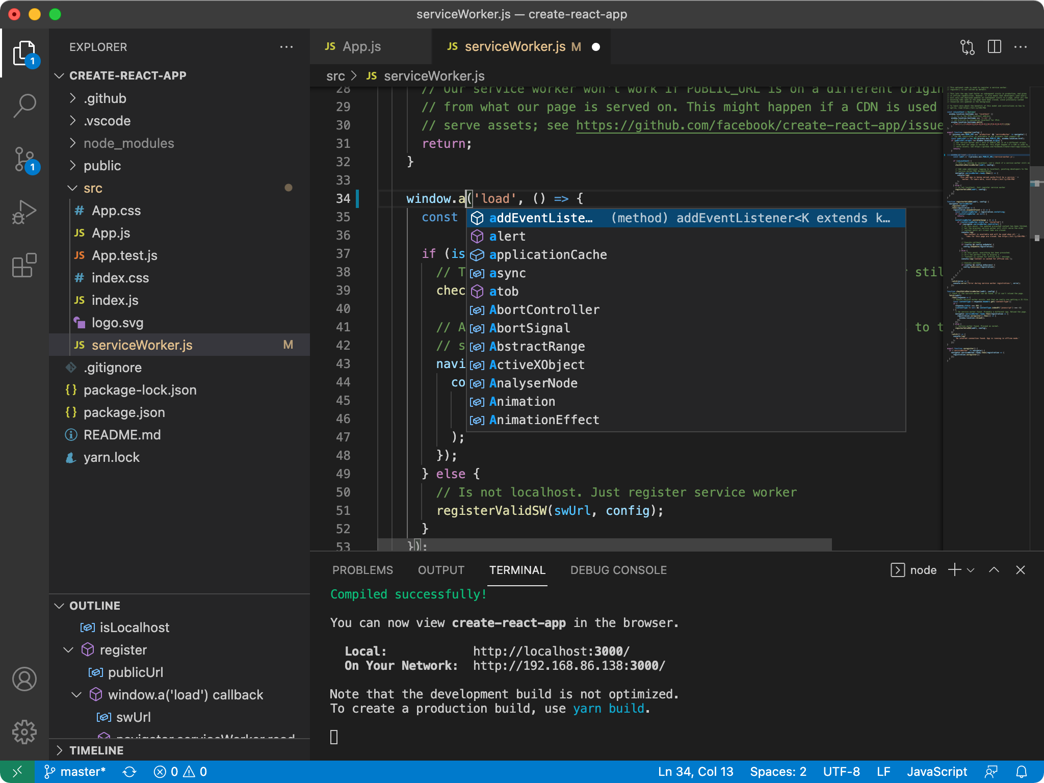 VS Code in action