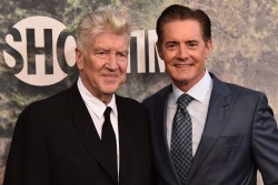 LOS ANGELES, CA - MAY 19:  David Lynch (L) and Kyle MacLachlan attend the premiere of Showtime's "Twin Peaks" at The Theatre at Ace Hotel on May 19, 2017 in Los Angeles, California.  (Photo by Alberto E. Rodriguez/Getty Images)