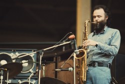 Canadian musician Garth Hudson performing with rock group The Band, at Wembley Stadium, London, 14th, September 1974. The Band are supporting Crosby Stills Nash and Young. (Photo by Michael Putland/Getty Images)