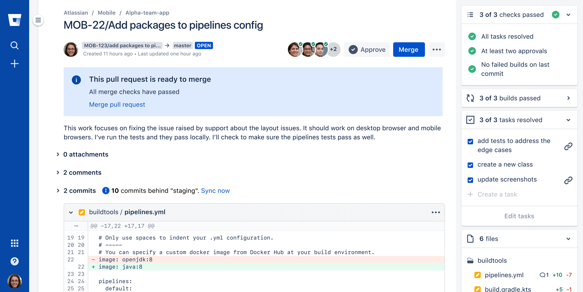 Capture d'écran Pull request