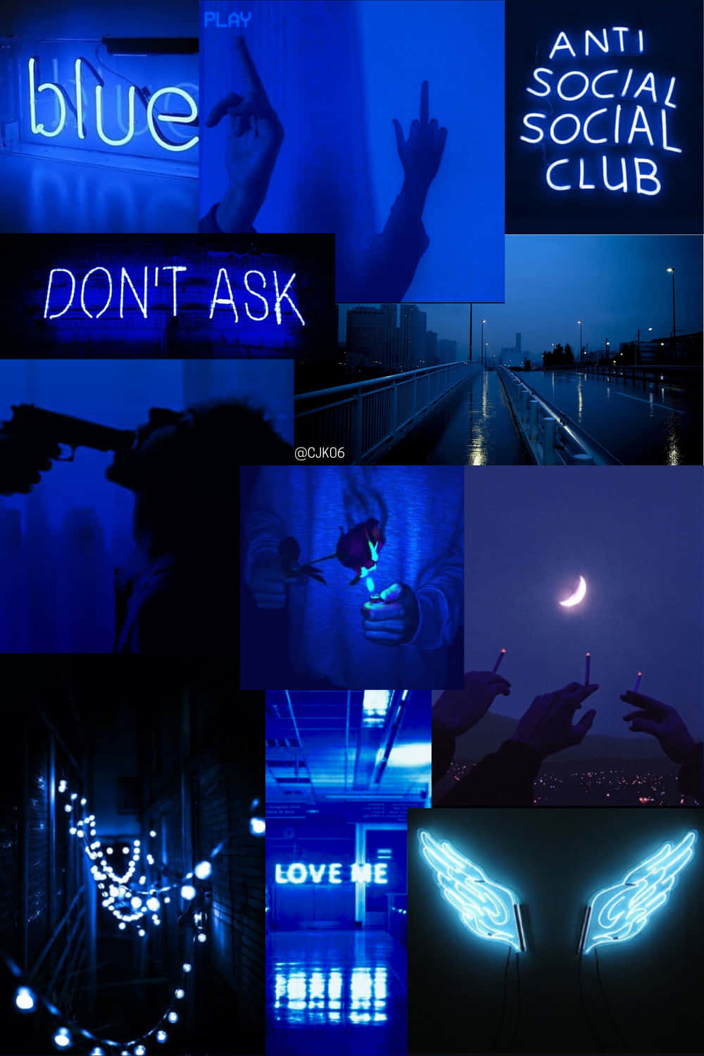 Anti Social Club Iphone — Esthétique Bleue Néon Fonds d'écran