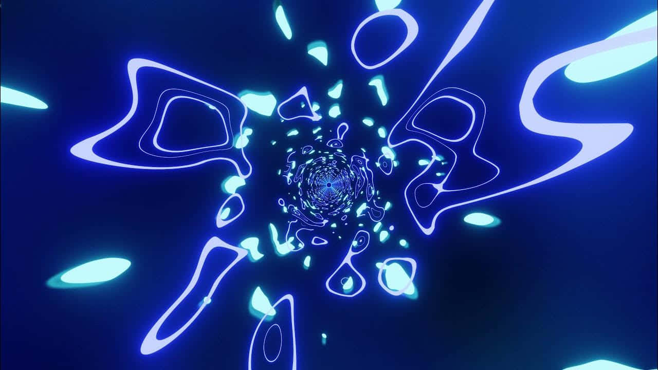 Formes abstraites de néon bleu rayonnant à partir d'un point central sur un fond sombre, créant un effet d'explosion. — Esthétique Bleue Néon Fonds d'écran
