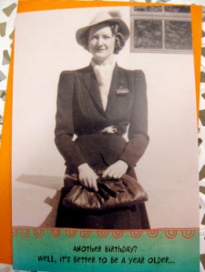 Example of a Saturday card. Cover message is ...but it's better than to miss a month