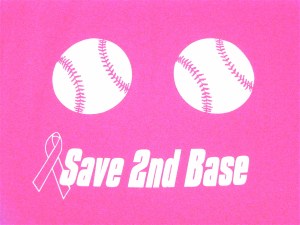 This isn't a card, but somebody used a smart concept to create this "fight breast cancer" T-shirt. (If you don't get it, ask someone to explain it to you...it's great!)