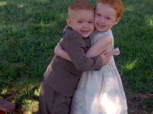 When in doubt at dress-up occasions, give a hug.