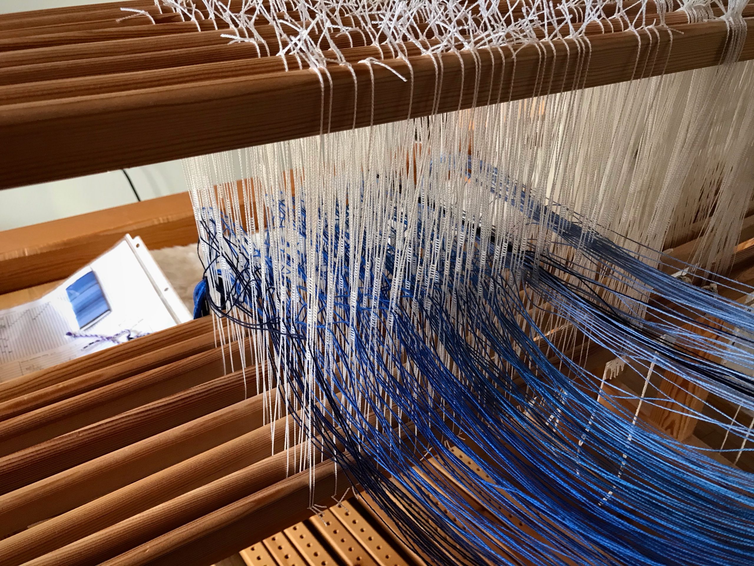 Threading heddles for 8-shaft twill.