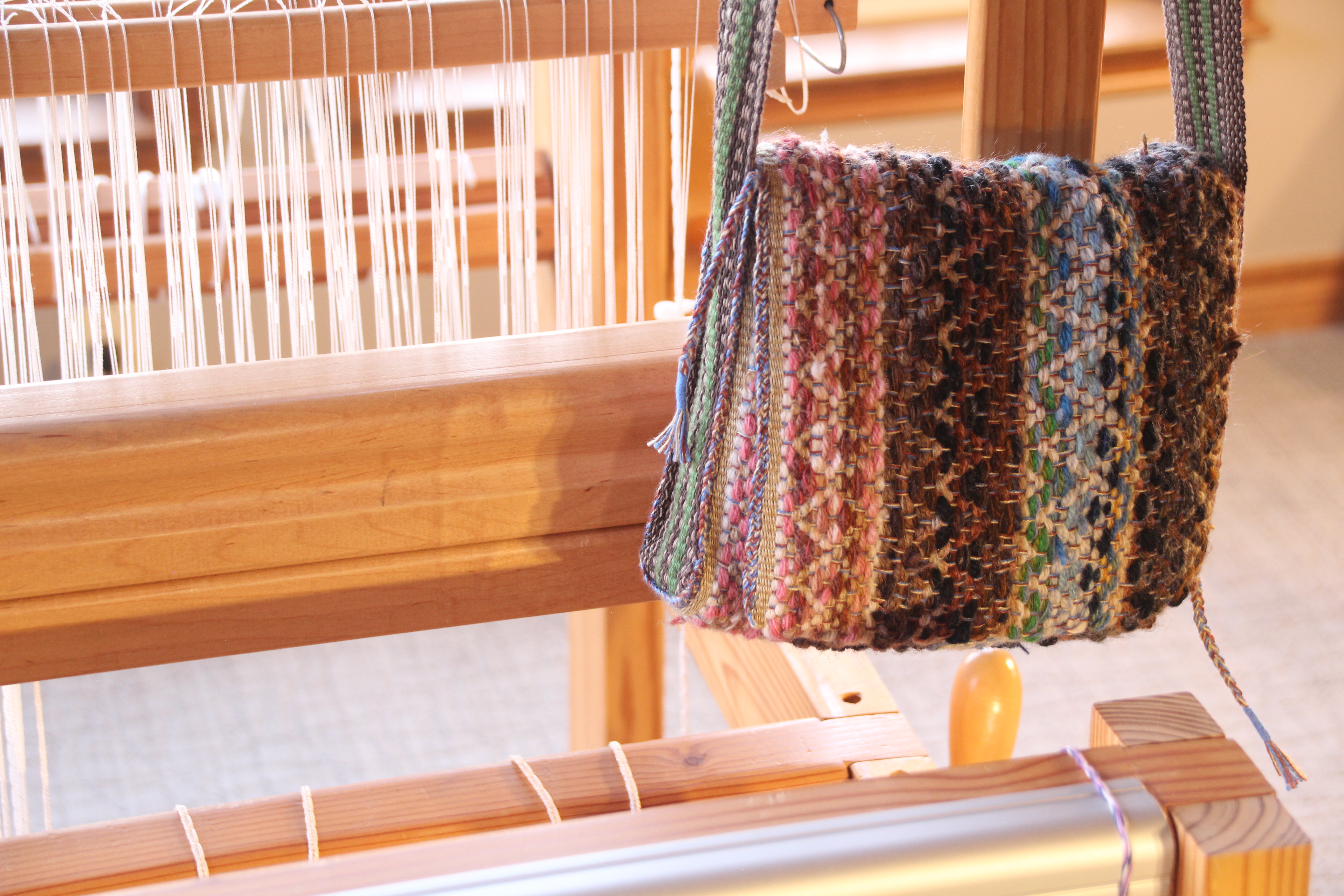 Rosepath and Butterflies Purse. Handwoven.