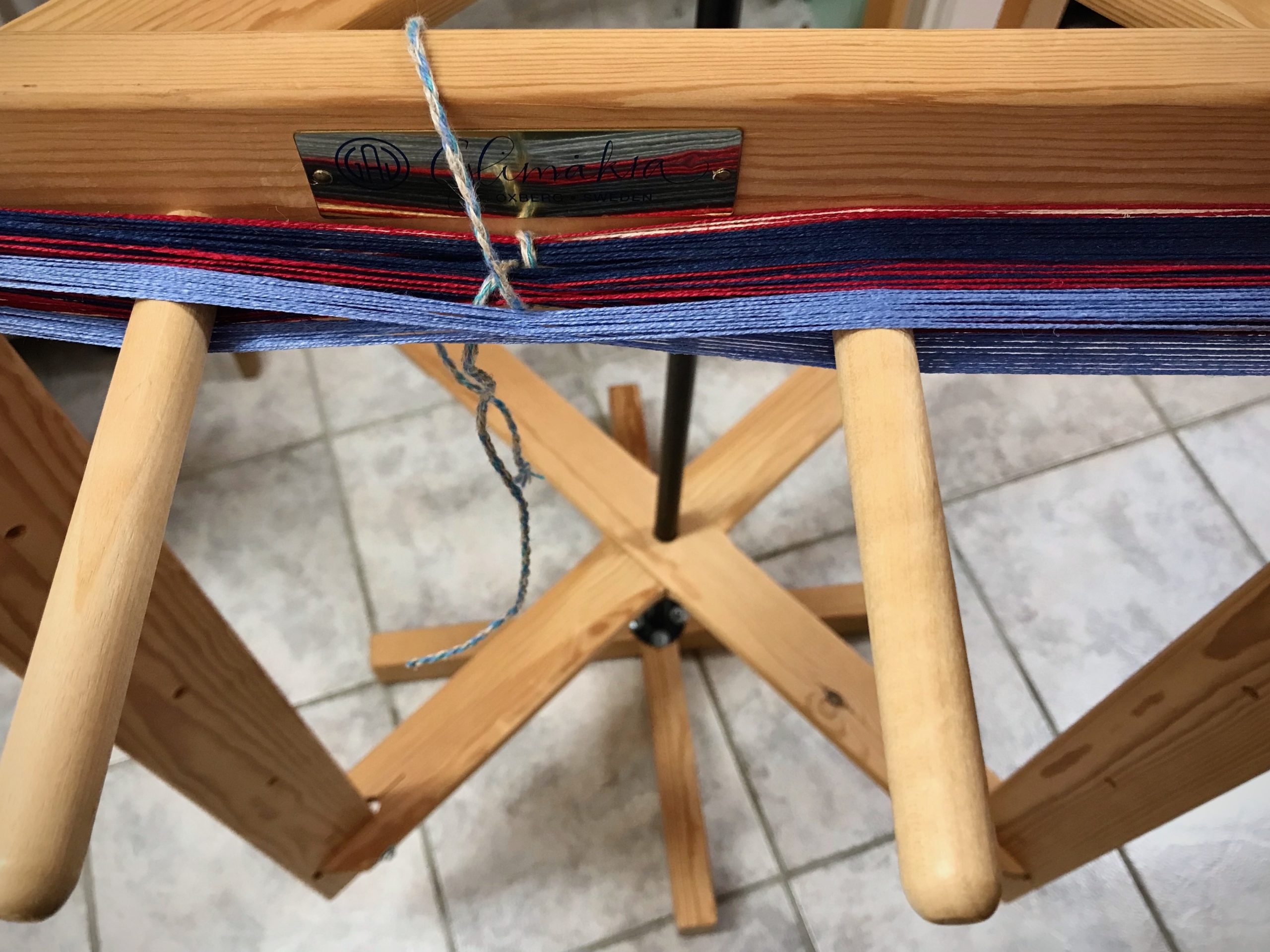 Glimakra warping reel, linen warp.
