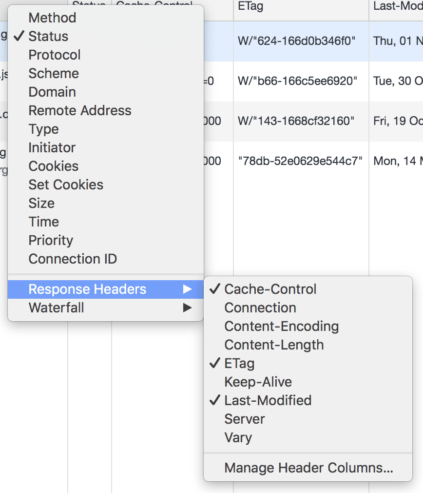 Como configurar o painel "Rede" das DevTools.