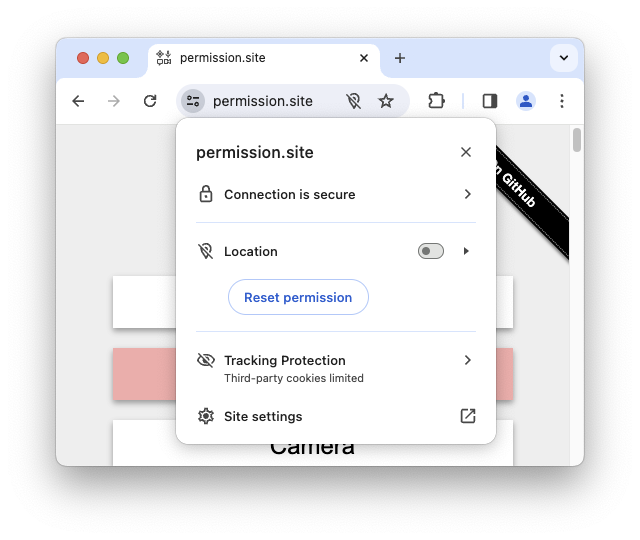 Contrôles des sites dans le navigateur Chrome.