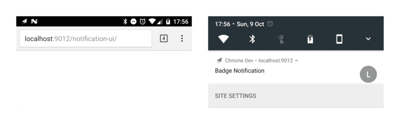 Powiadomienie z plakietką w Chrome na Androidzie