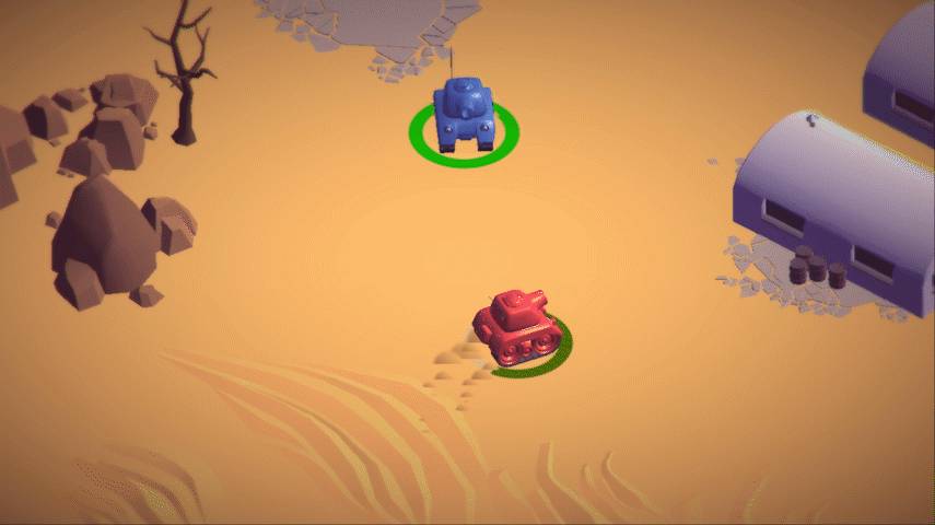 Dois tanques em uma batalha.