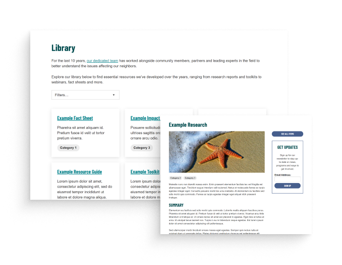 Screenshot of the Library front-end