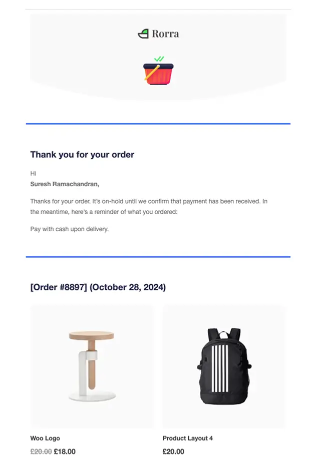Order On-Hold – Clean Confirmation Layout