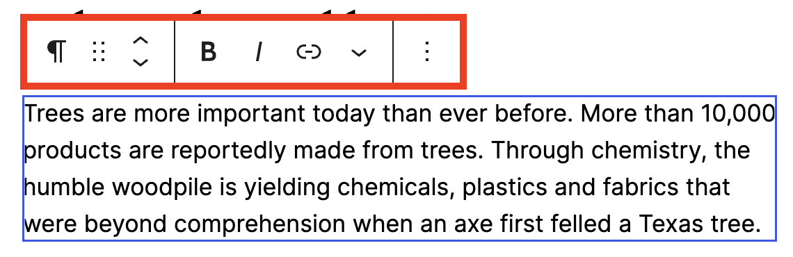 Paragraph block toolbar settings