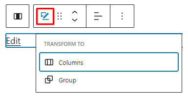 Transform tool in the Comment Edit Link Block