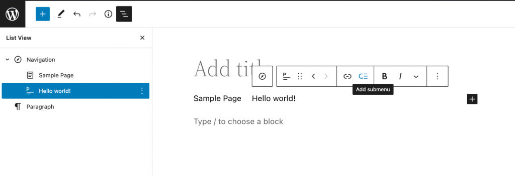 Adding a submenu